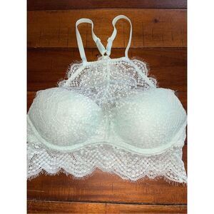 PINK Victoria’s Secret Push Up High Neck Bralette- Mint Green- XS